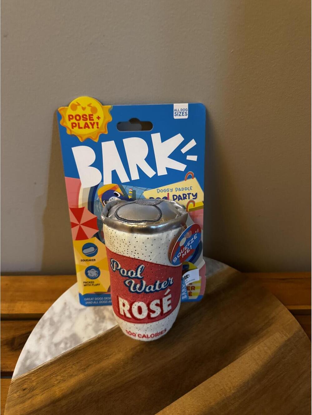 BARK Pool Water Rosé Squeaky Dog Toy - New in Package